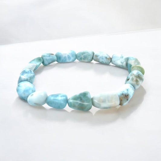 Larimar Bracelet in Natural Pearls 8/10mm - Smooth Round Semi-Precious